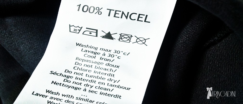 Voici une étiquette de vêtement indiquant les matériaux utilisés.